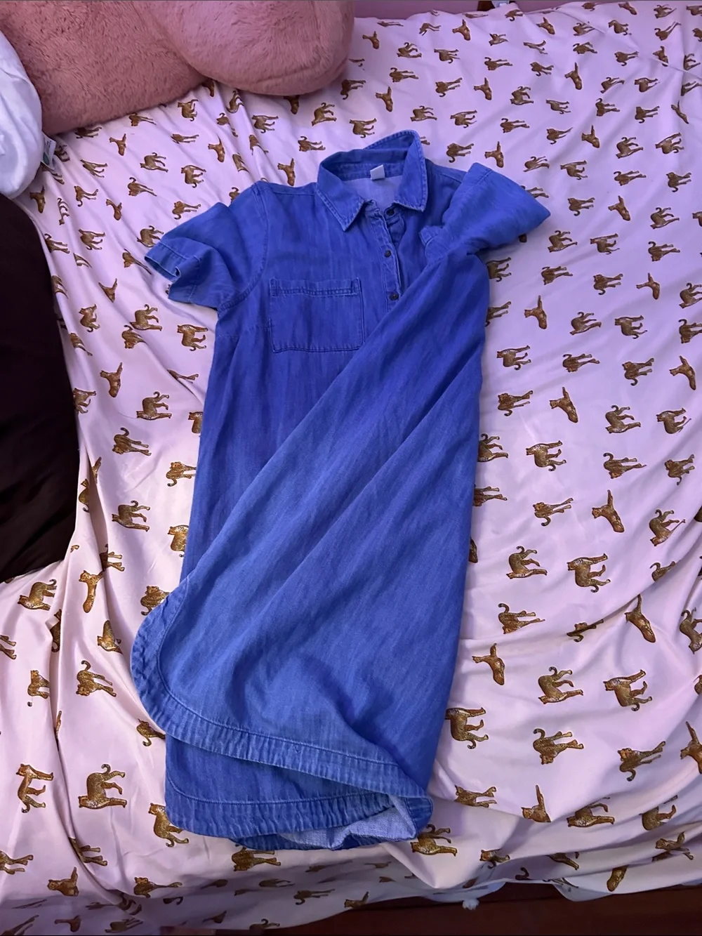 Old Navy Blue Denim Short-Sleeve Shirt Dress